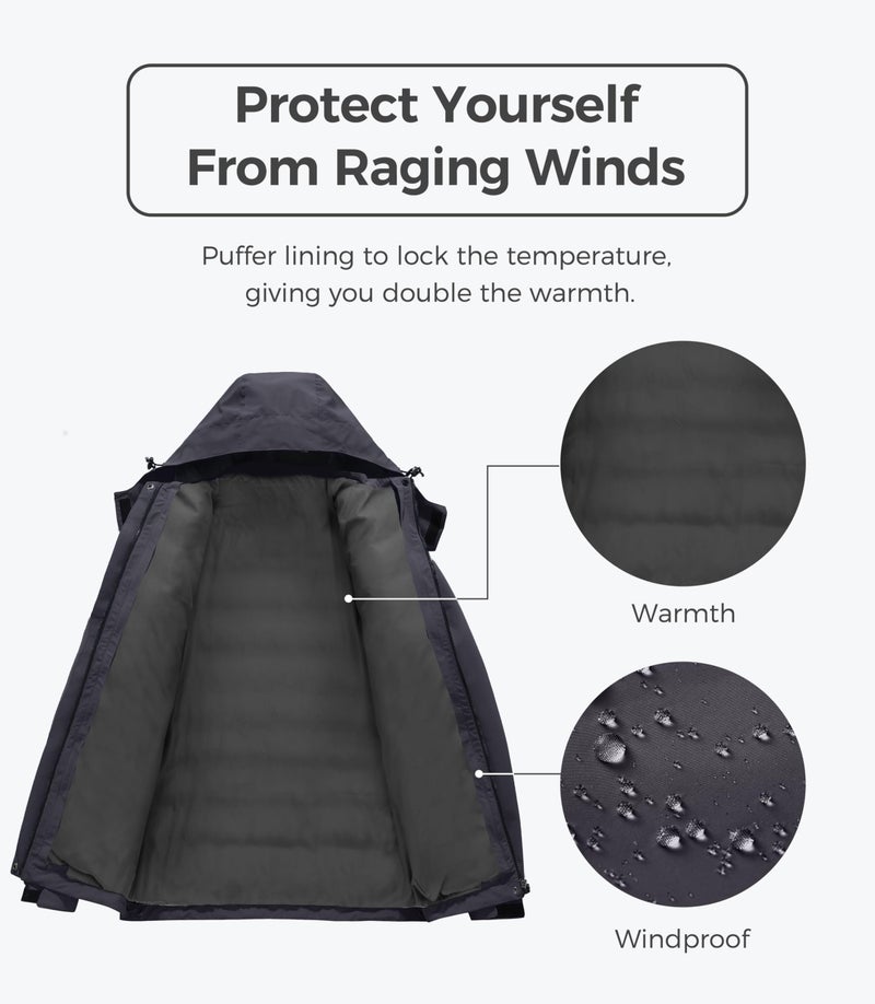 wantdo Women's Mountain Waterproof Snowboarding Jacket Warm Hooded Winter Coat Dark Gray M - Image 4